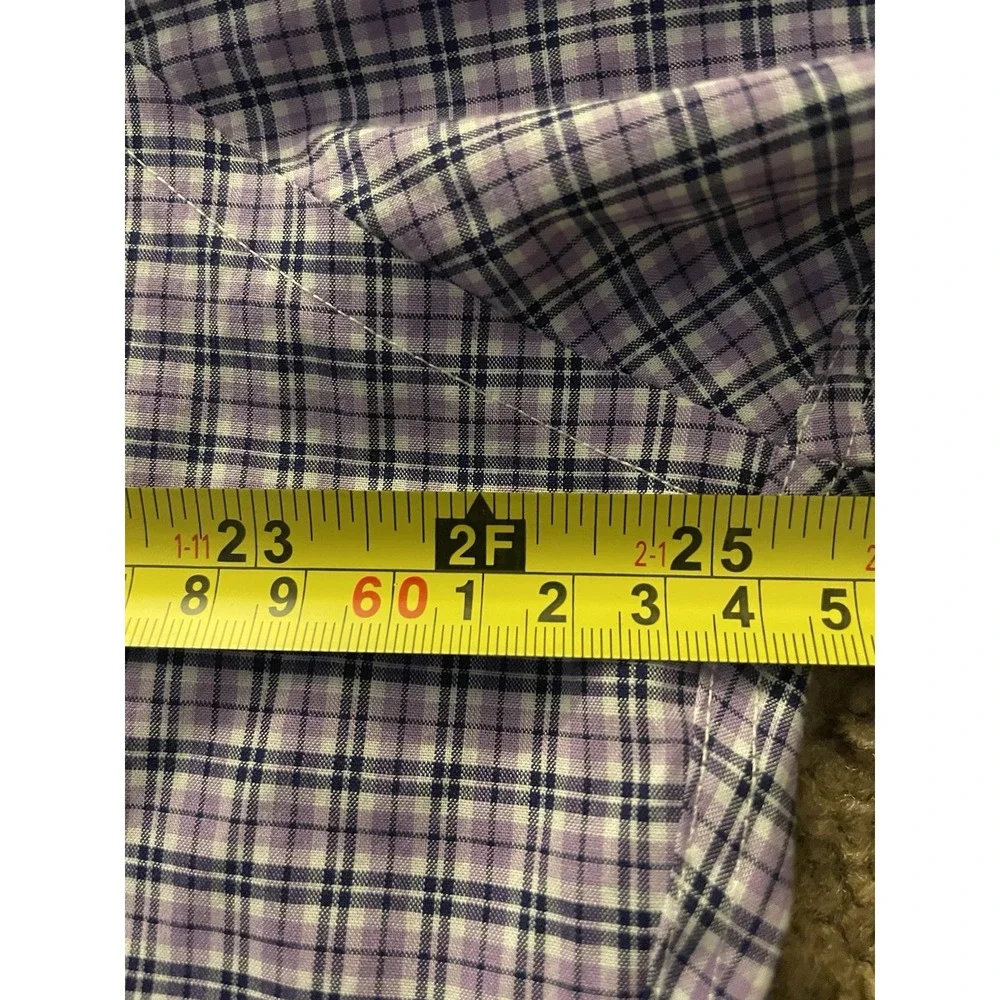 Lauren Ralph Lauren Button Long Sleeve Down Shirt Purple Plaid 17 34/35 XL JBHS